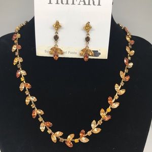 Trifari amber earrings and necklace set